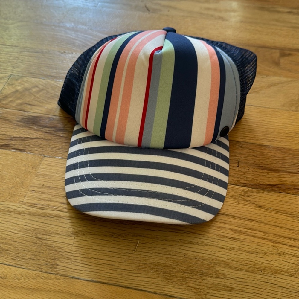 Roxy Striped Trucker Hat, mostly blue. Never worn.